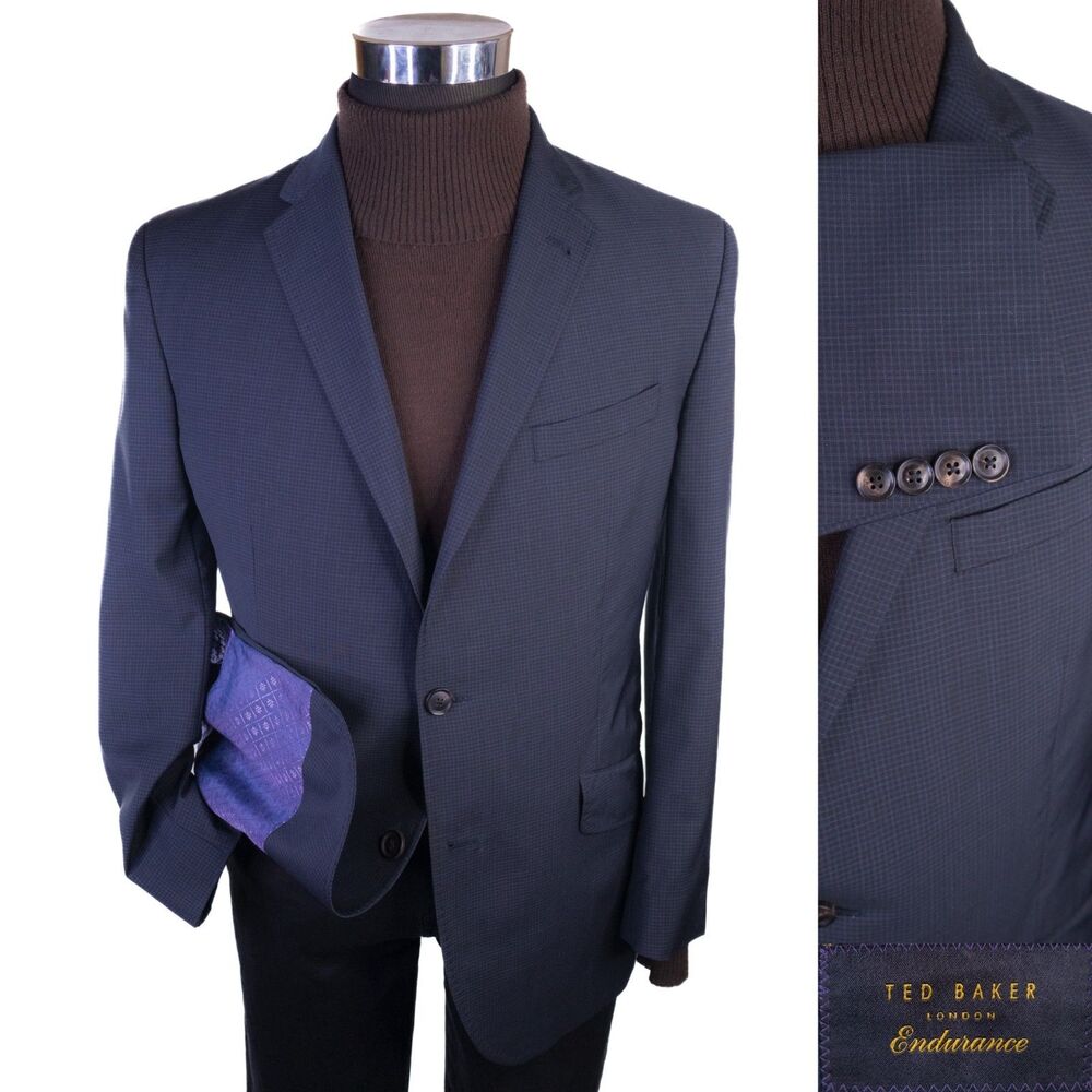 Ted Baker Endurance Size 42S Jones CT Sport Coat Jacket Blazer Wool Navy Blue